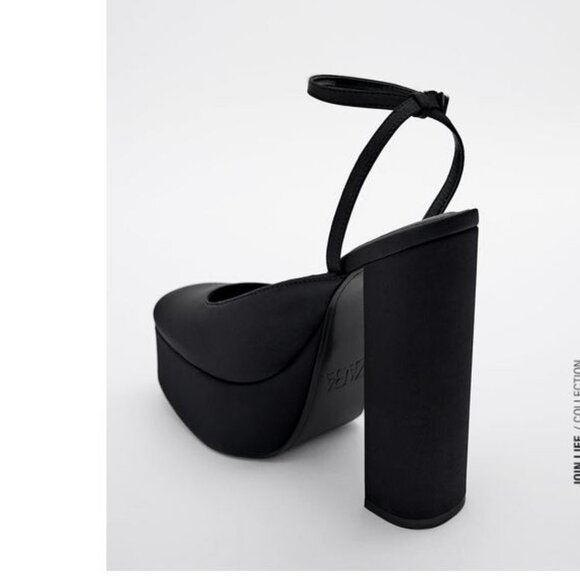 Zara Ankle Strap Heeled Platform Shoes, NWT, 7.5 - Picture 3 of 9
